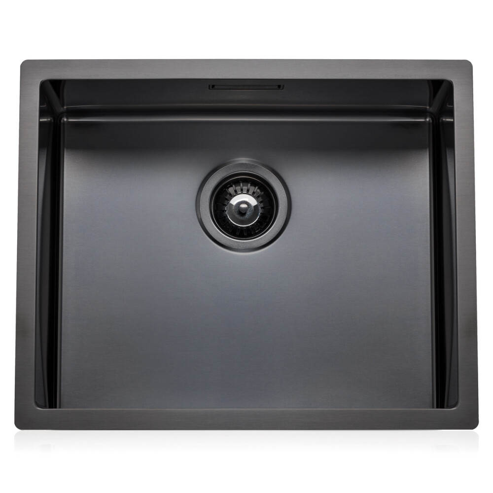 Chiuveta bucatarie inox CookingAid BOX LUX 50 GREY cu strat PVD ceramic culoare gri + accesorii montaj